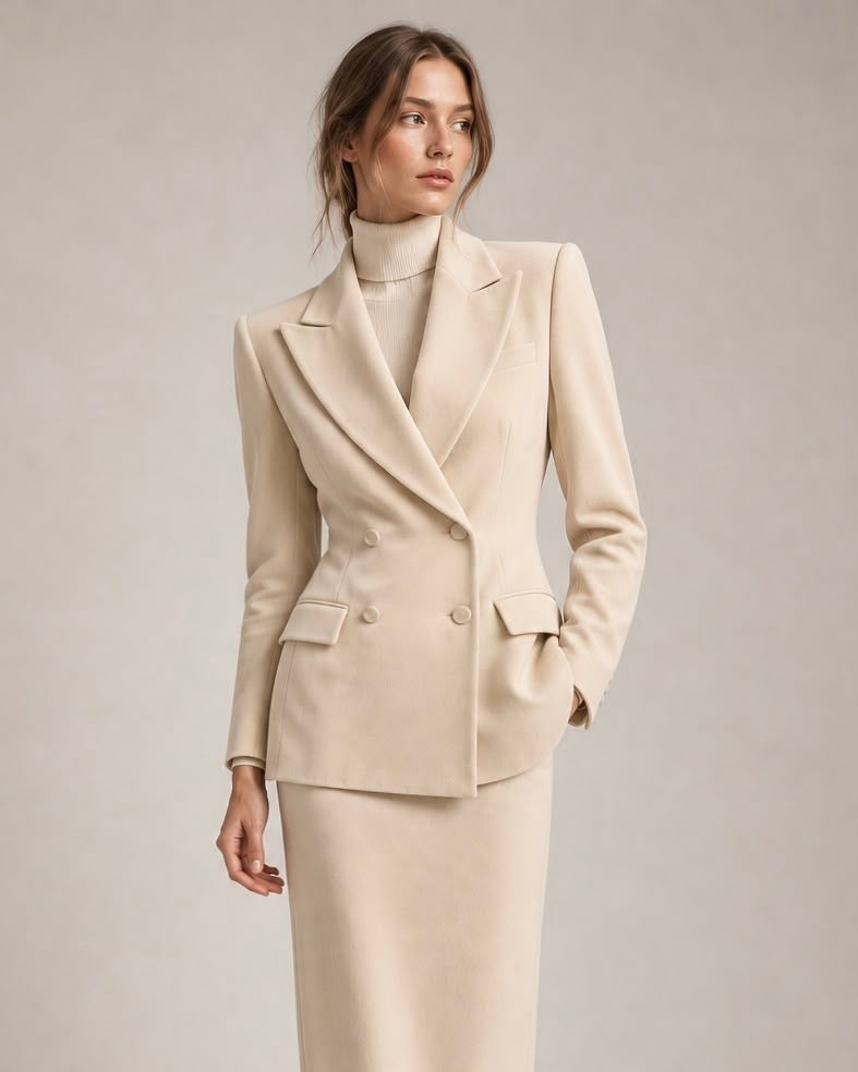 Double breasted wool crêpe blazer