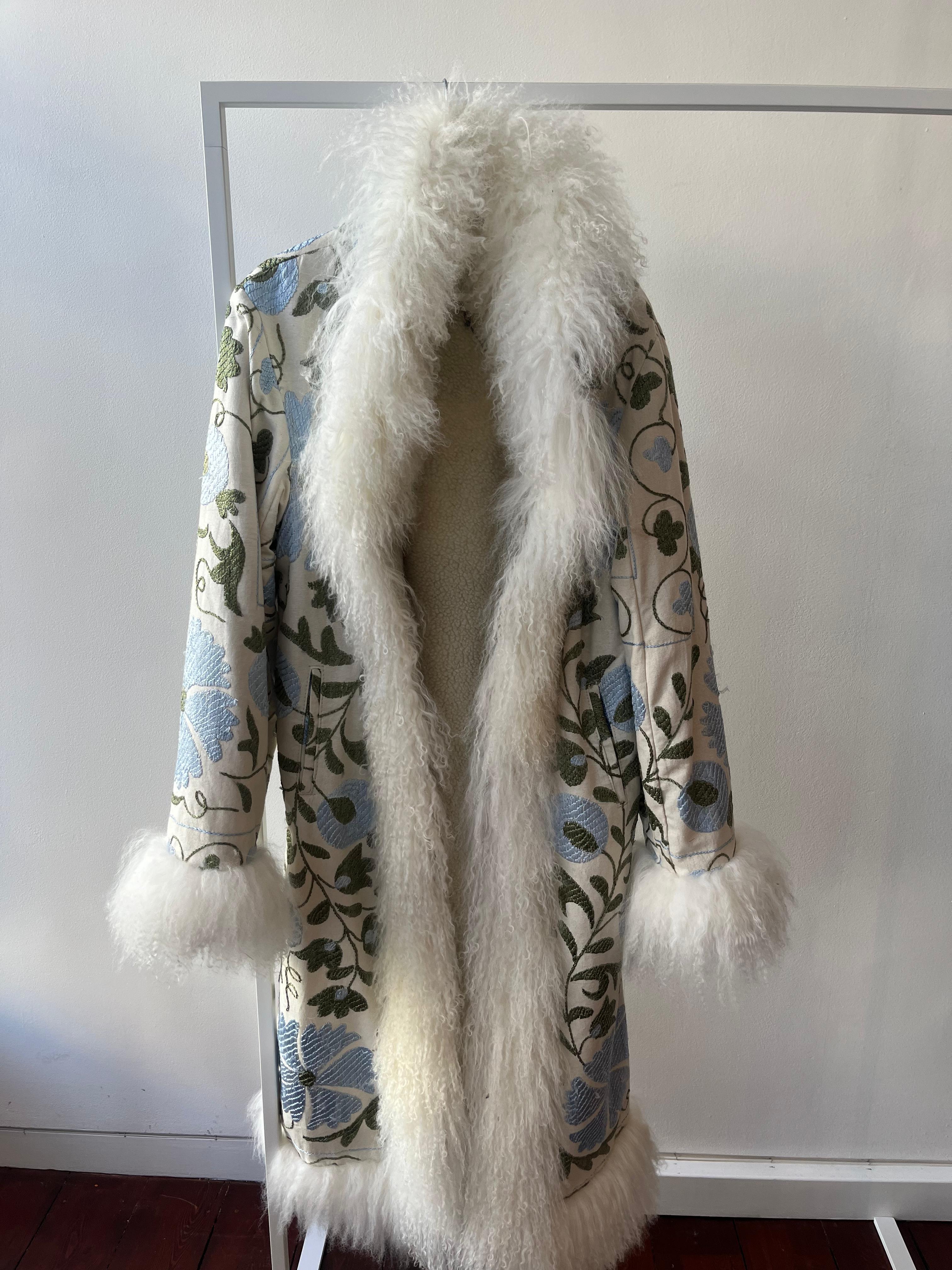 Suzani coat blue/green pattern