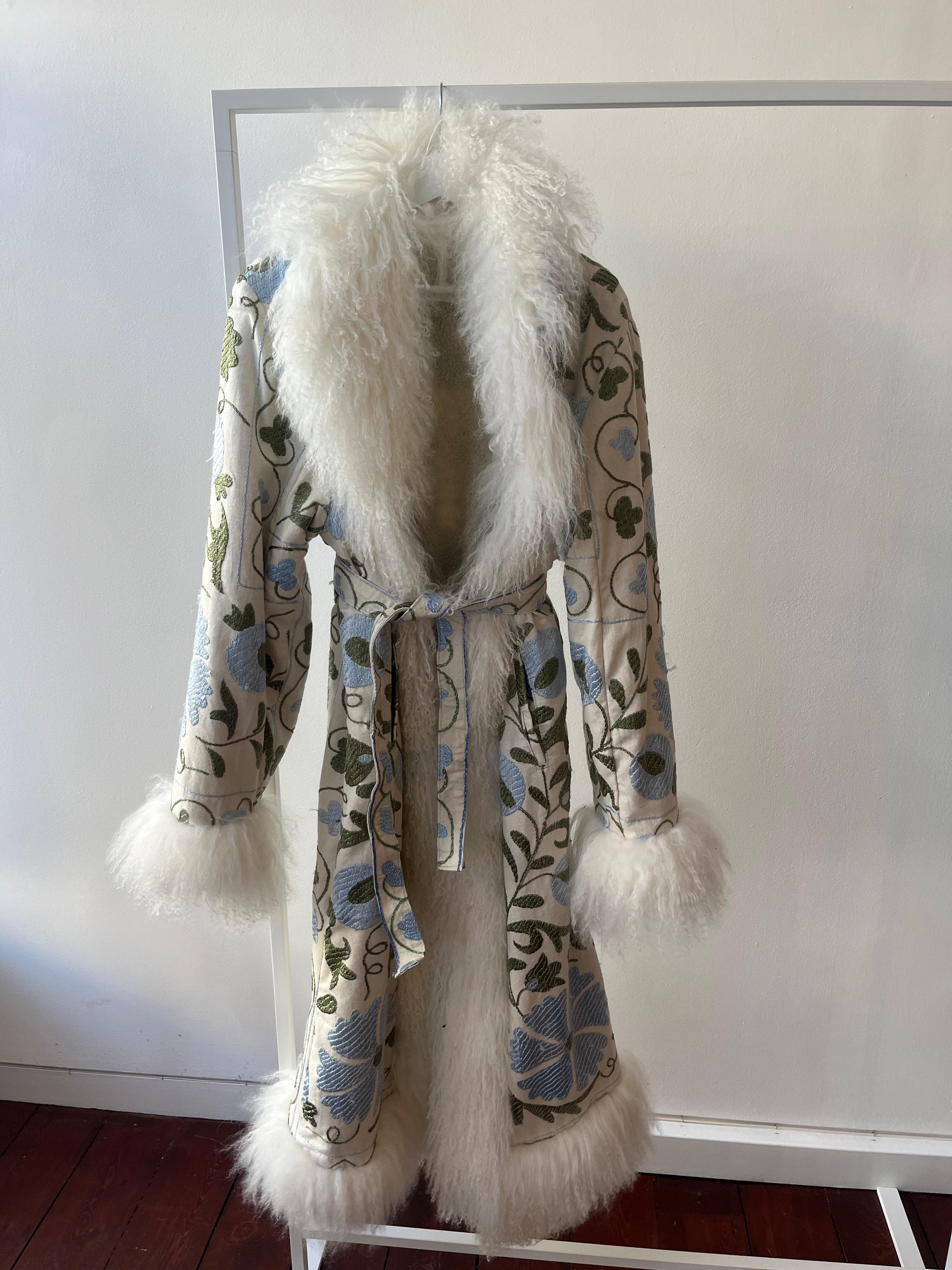 Suzani coat blue/green pattern