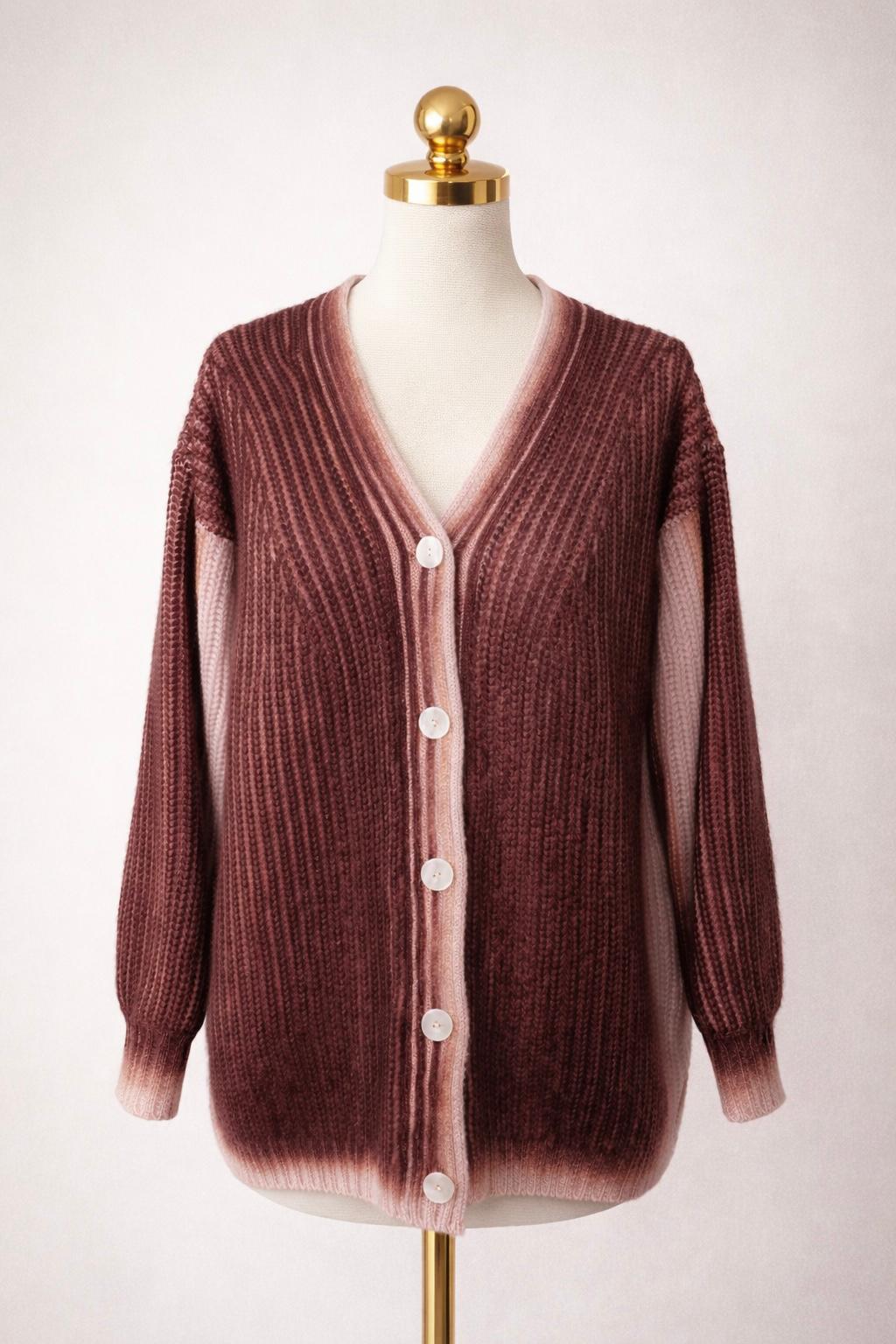 Cardigan Ballon Sleeves - baby pink/aubergine