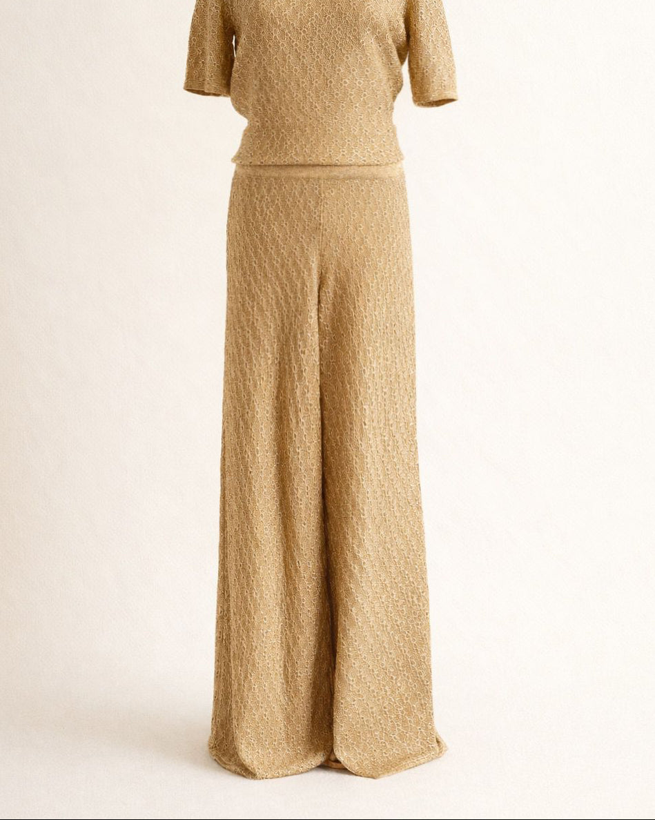 Knitted lamé trousers