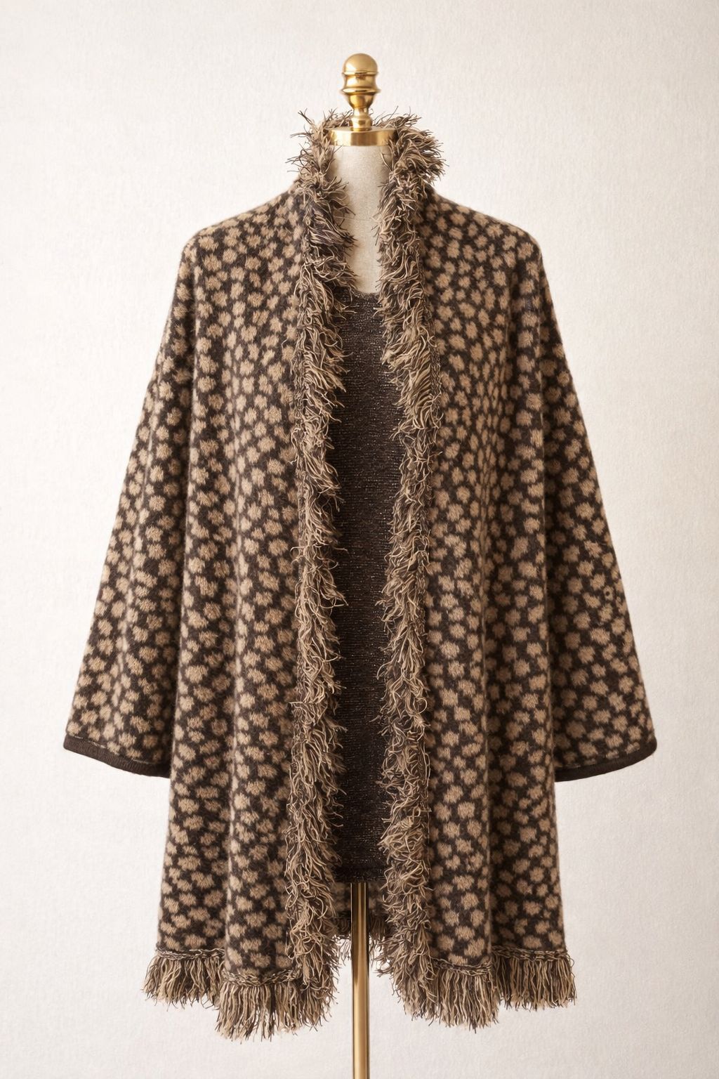Jacquard jacket with fringes - animalier