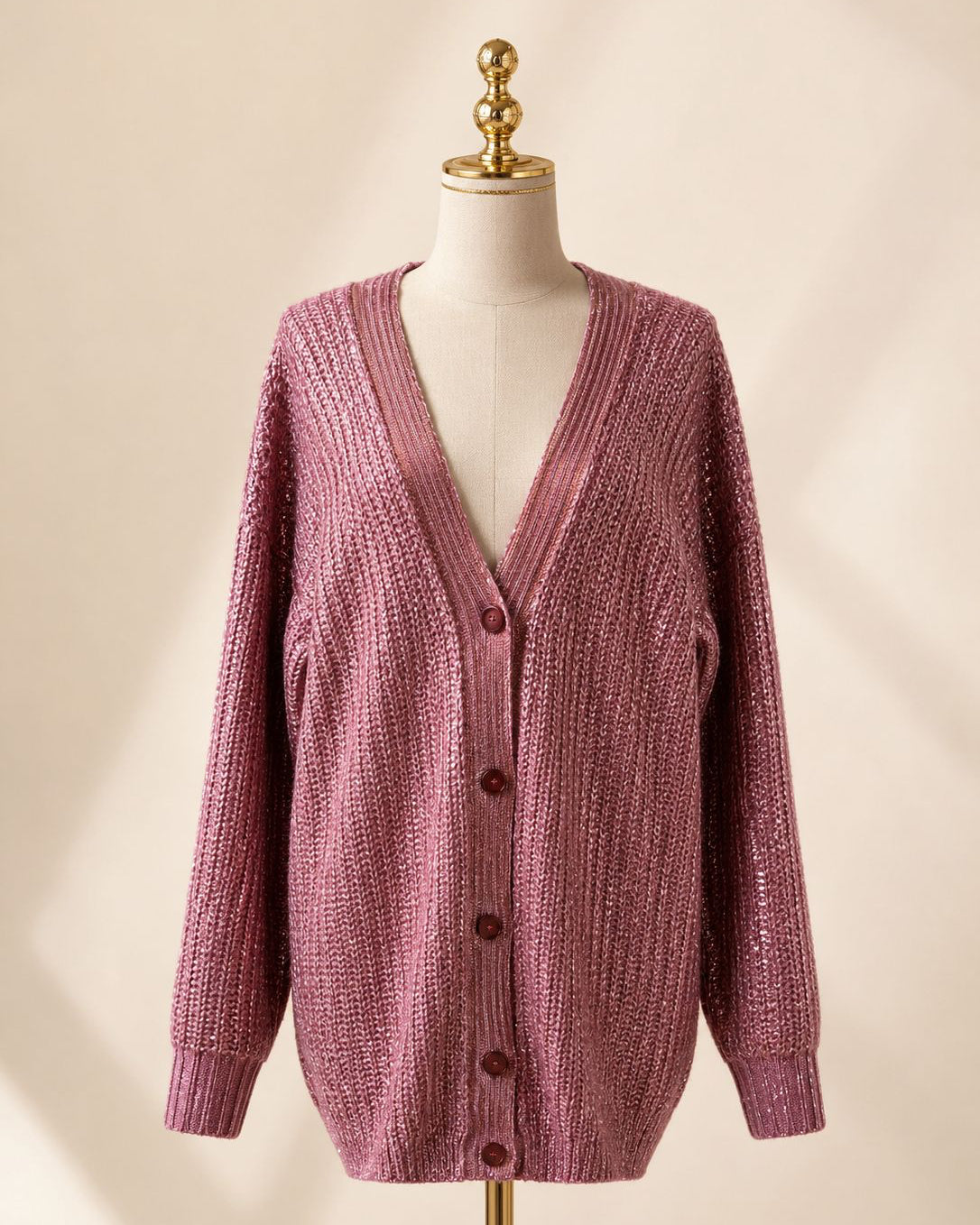 Metallic coated cashmere cardigan