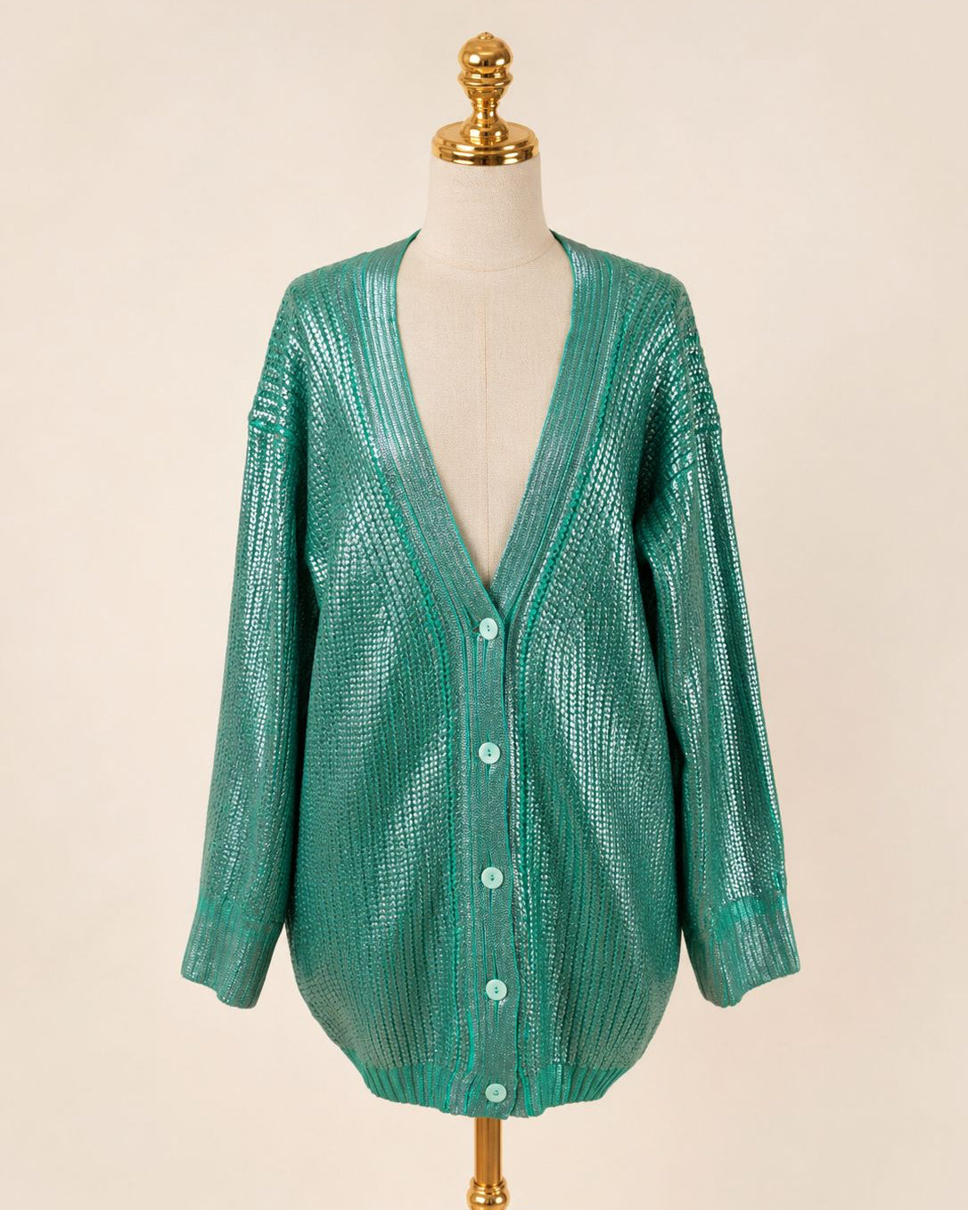 Metallic coated cashmere cardigan