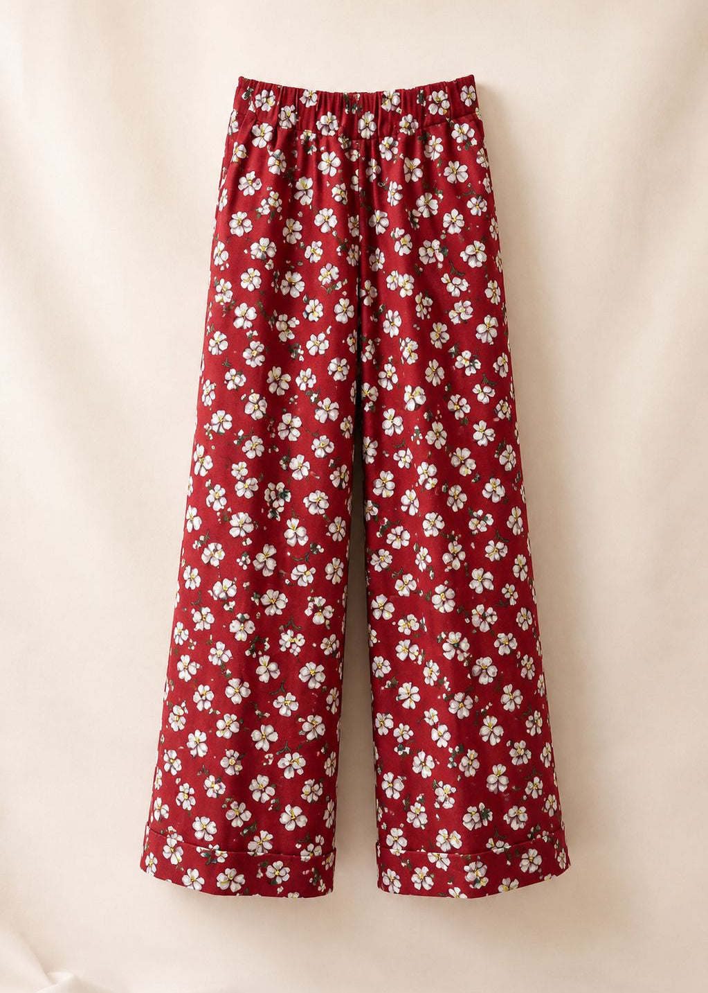 Floral linen cuffed trousers