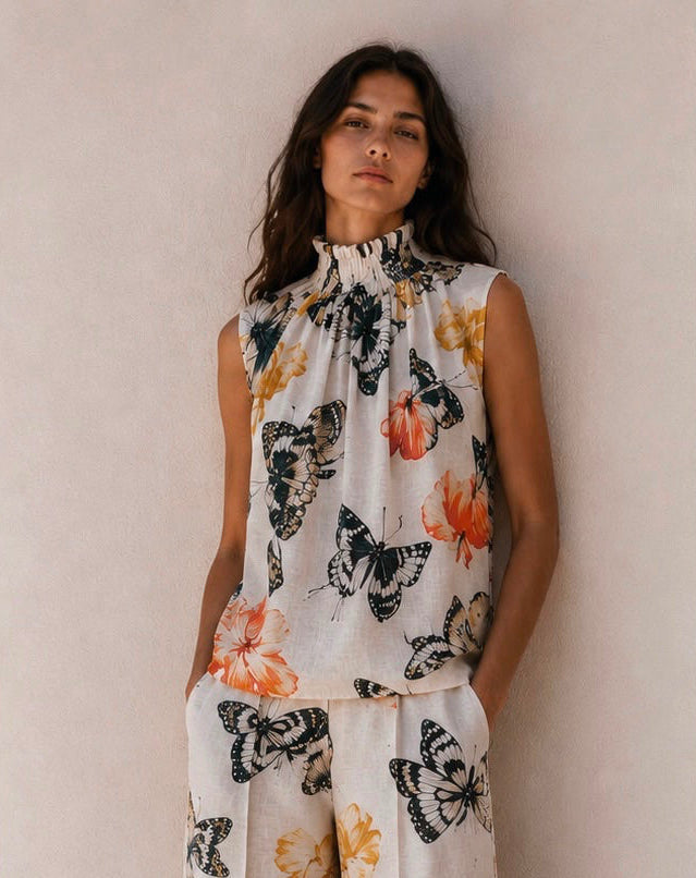 Floral linen top Venezia
