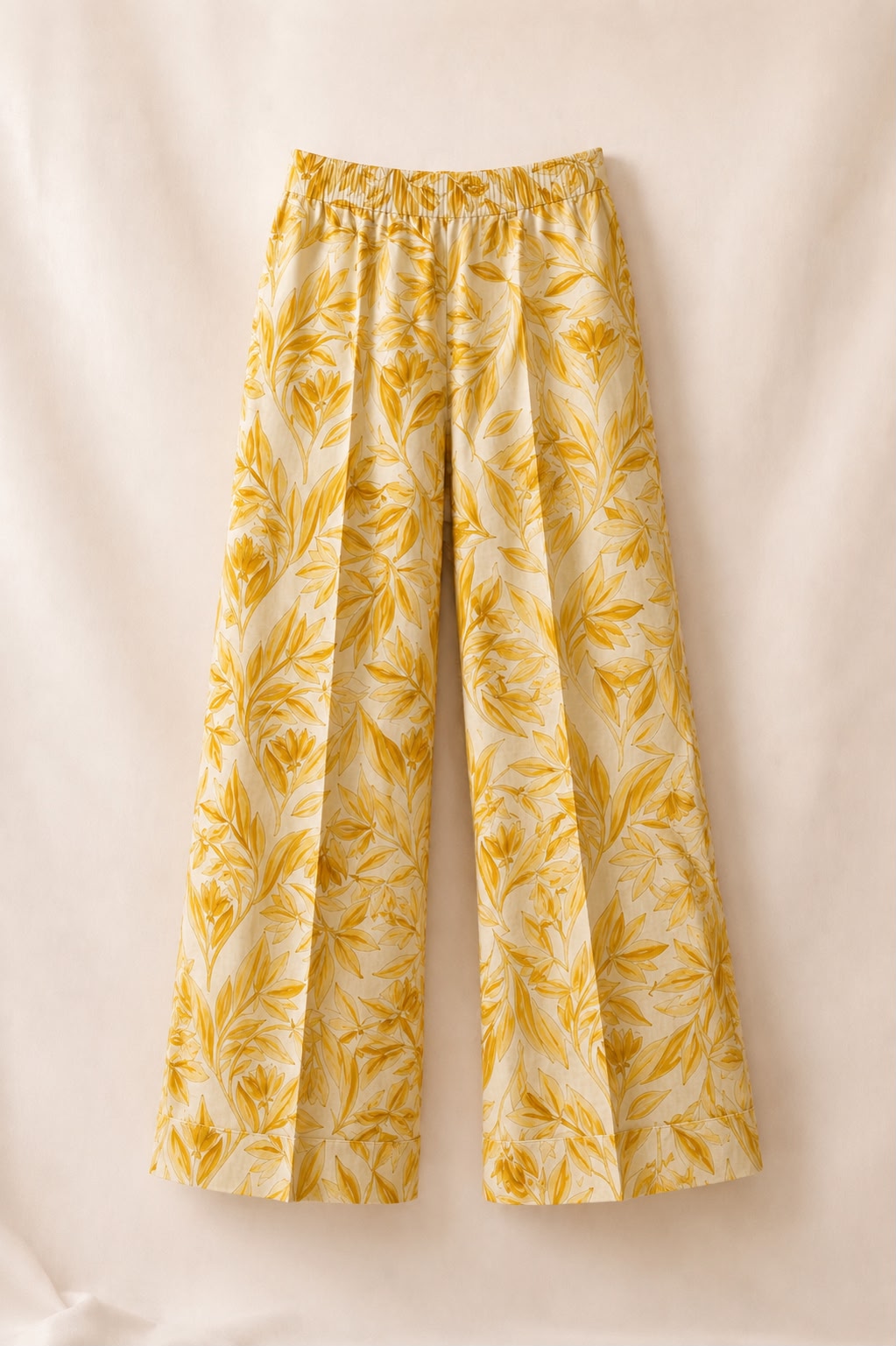 Floral cuffed linen trousers