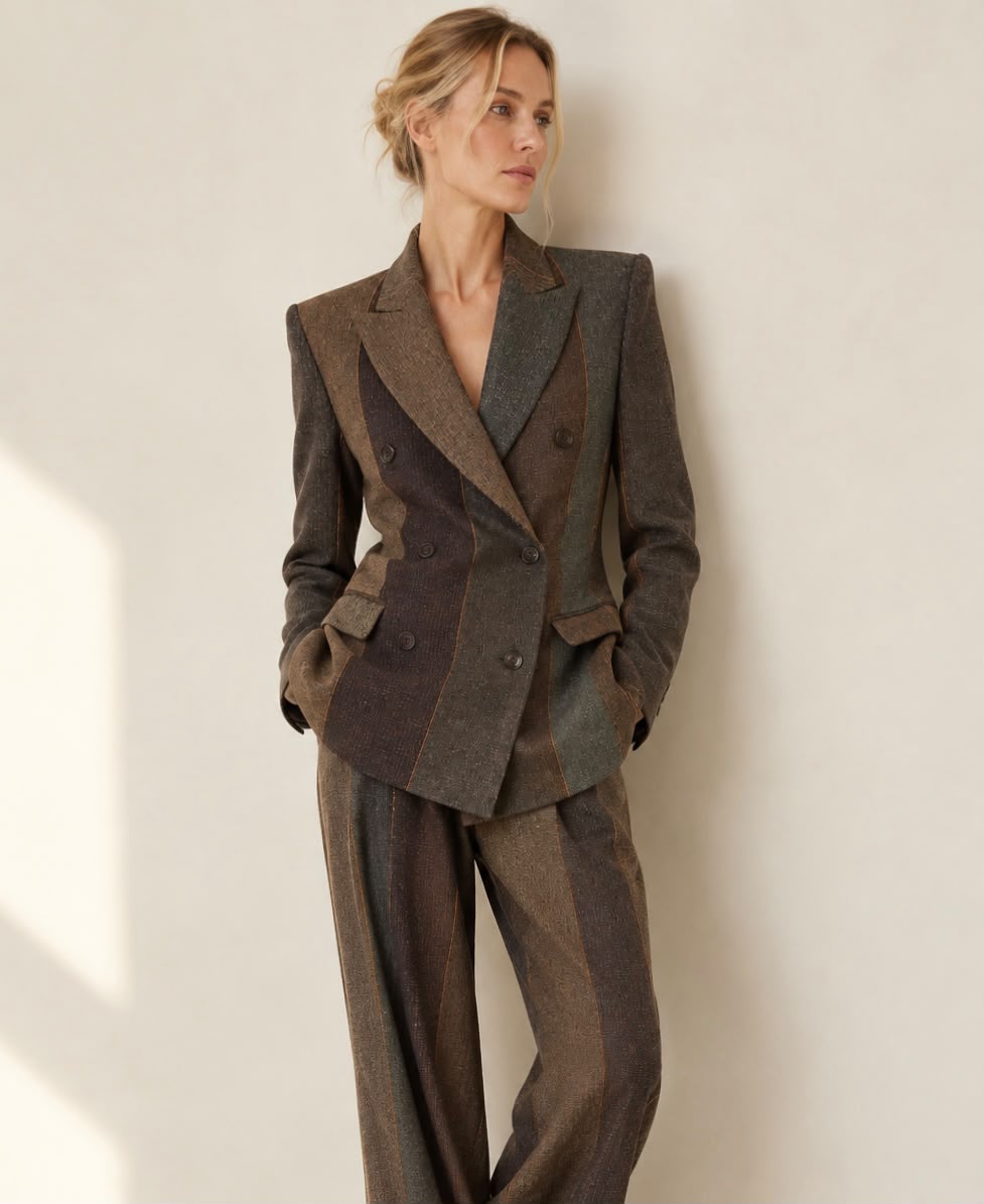 Double breasted blazer - Striped wool
