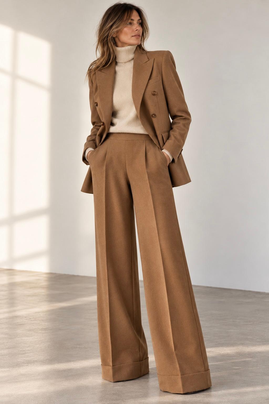 Cuffed wool trousers
