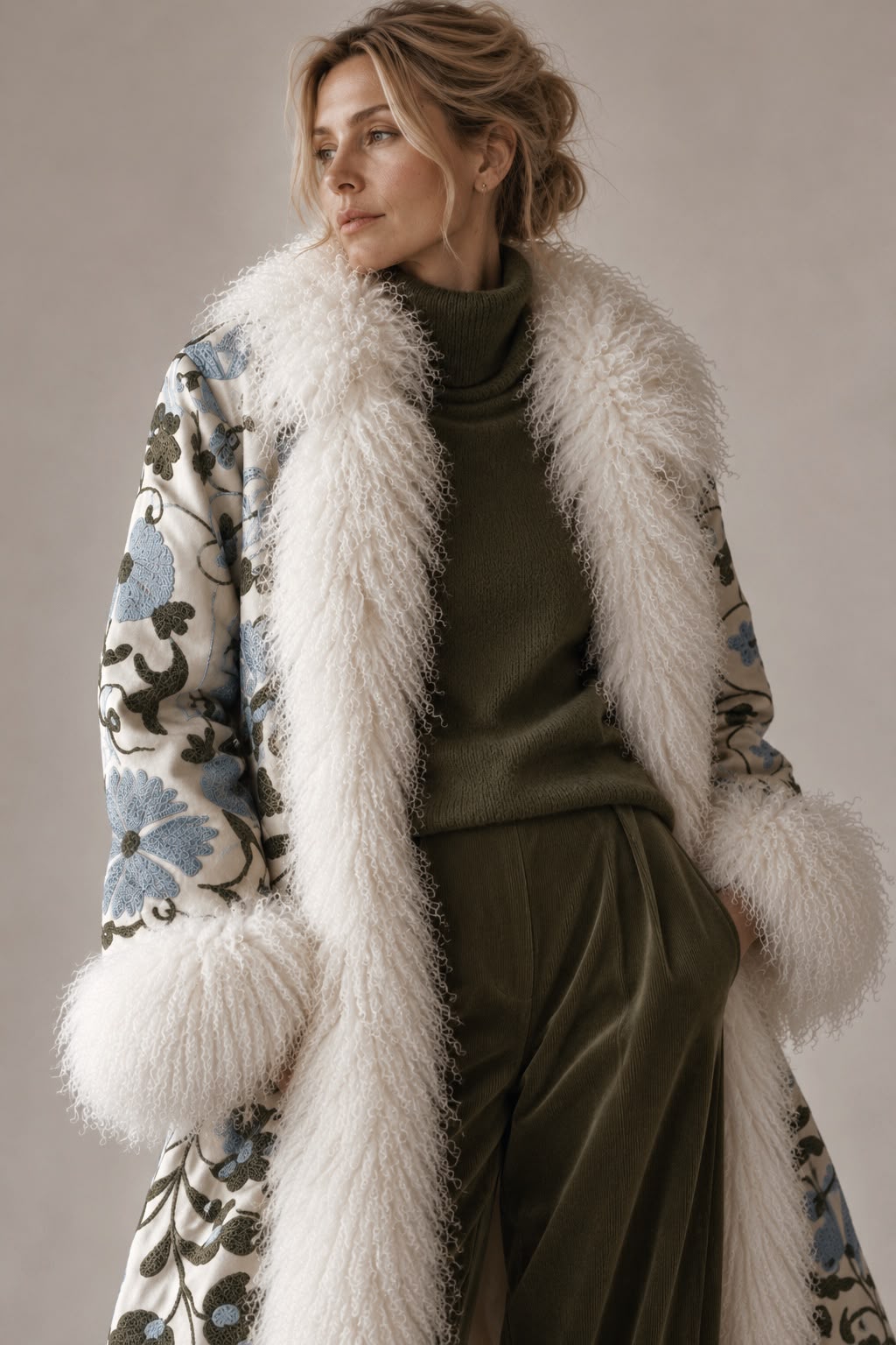 Suzani coat blue/green pattern