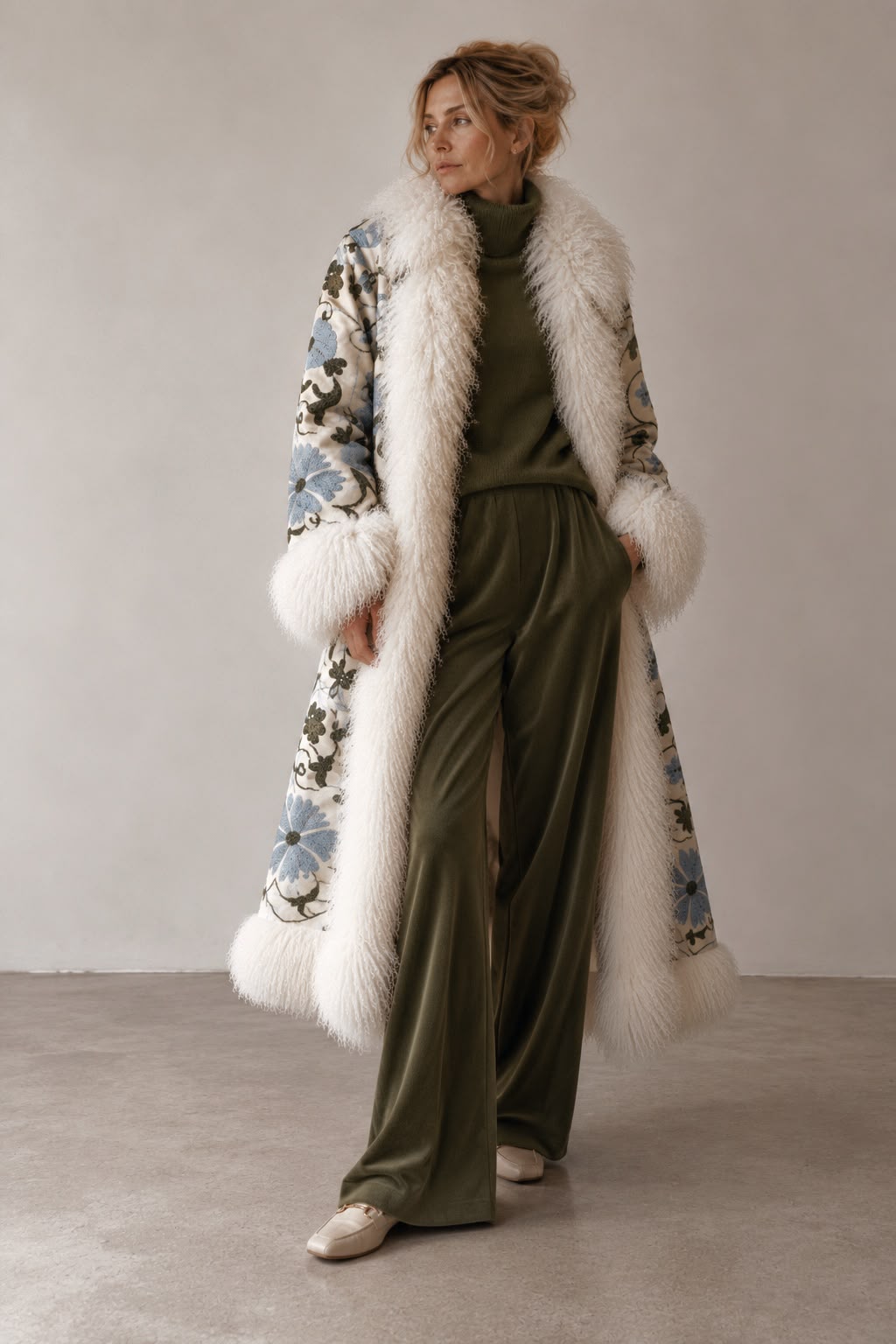 Suzani coat blue/green pattern