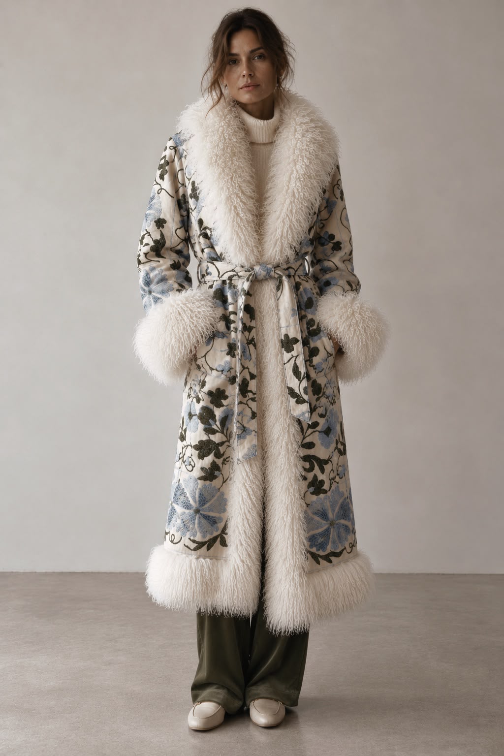 Suzani coat blue/green pattern